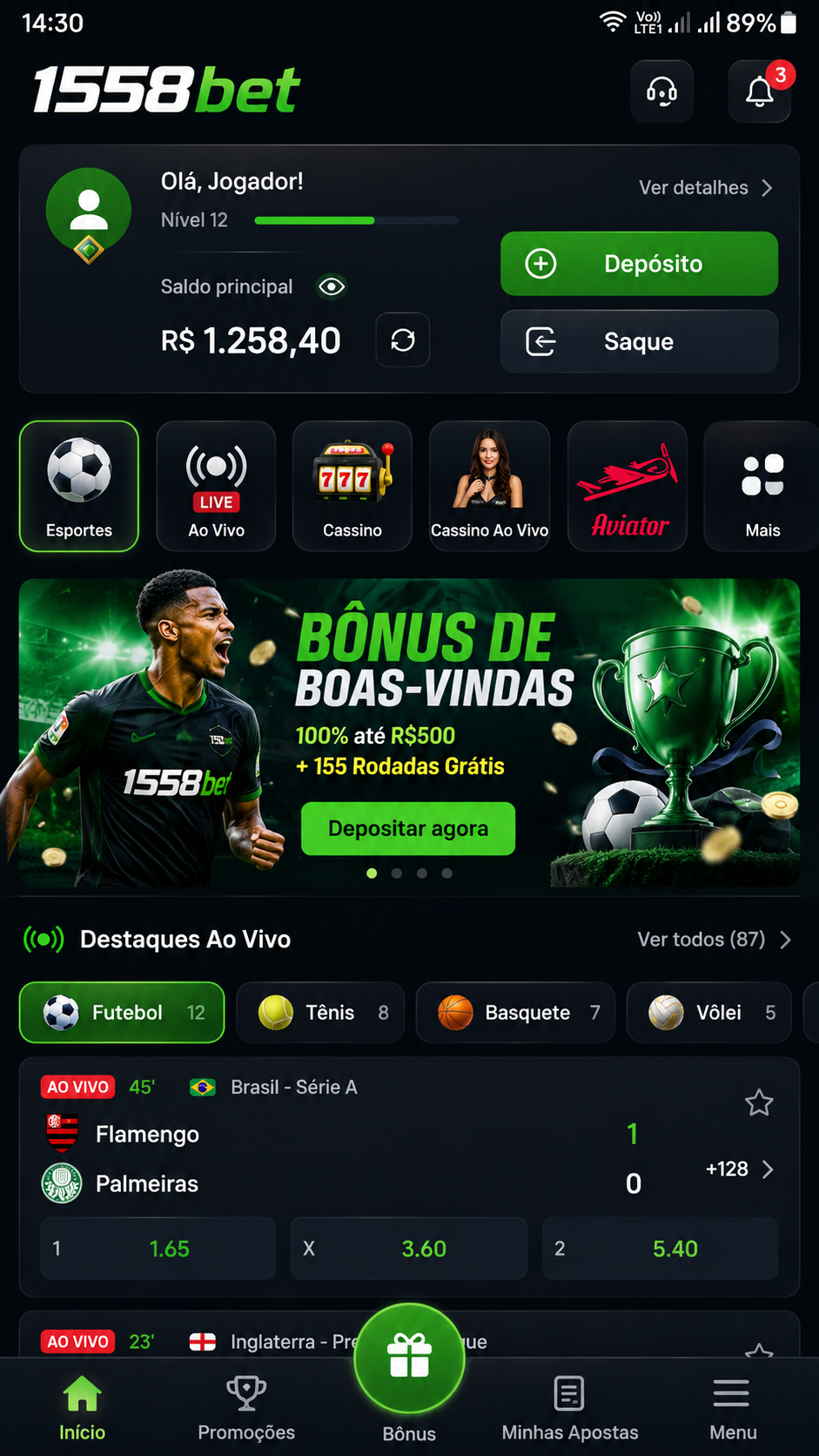 1558bet captura de tela Android