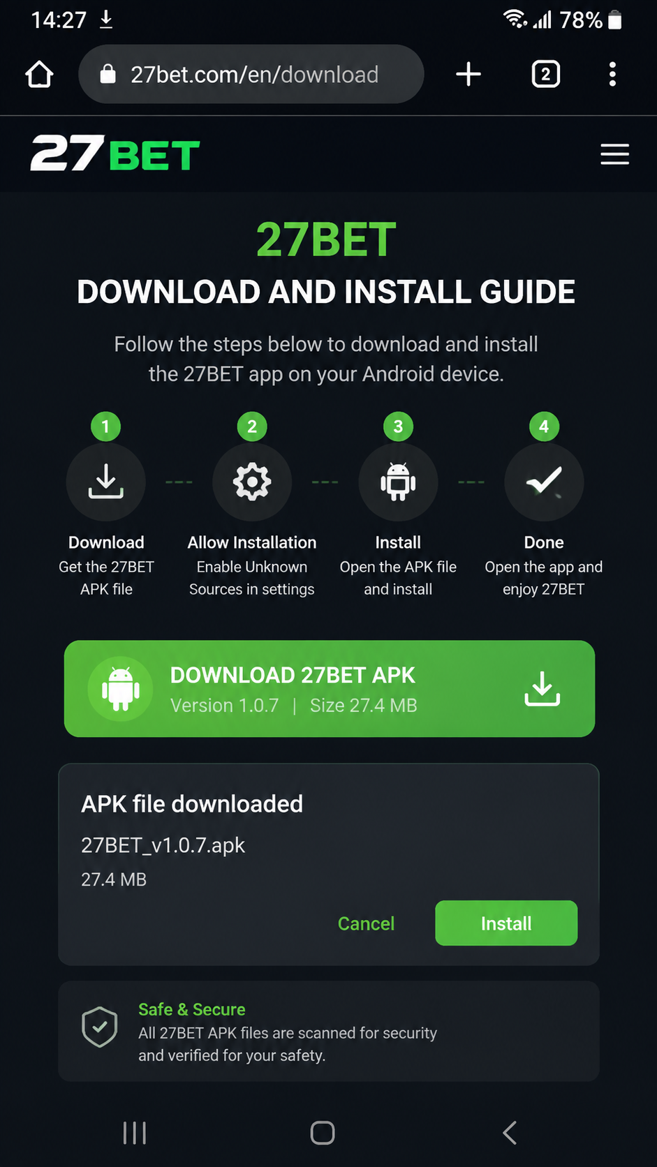 27bet screenshot