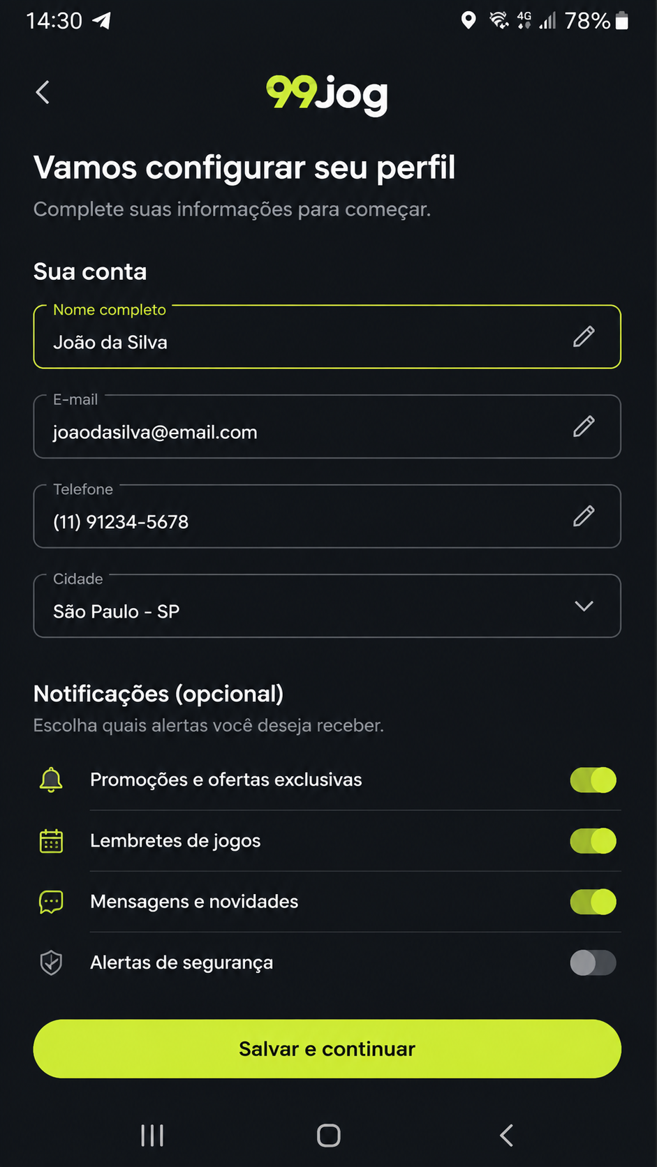 99jog captura de tela Android