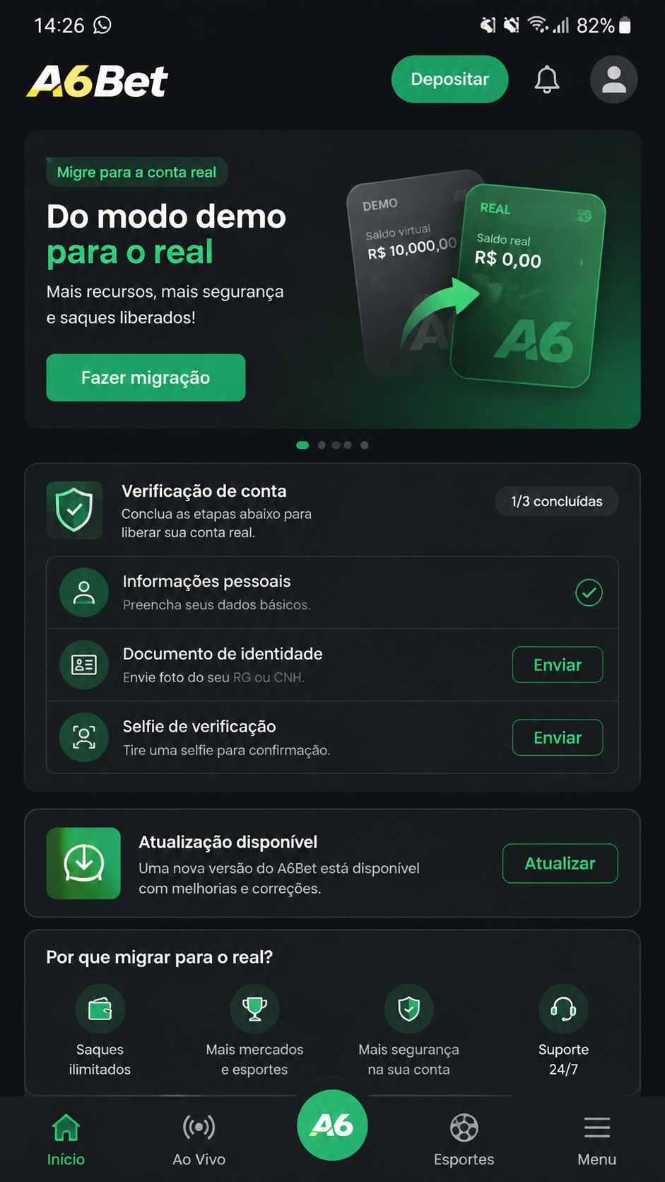 A6Bet screenshot
