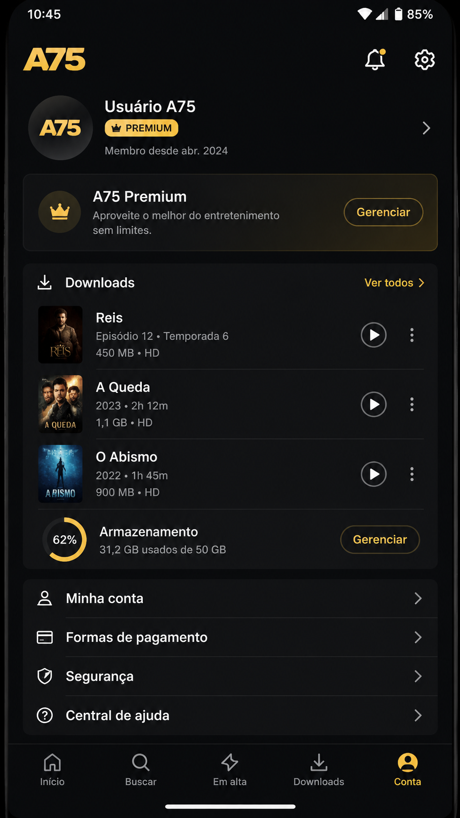 a75 screenshot