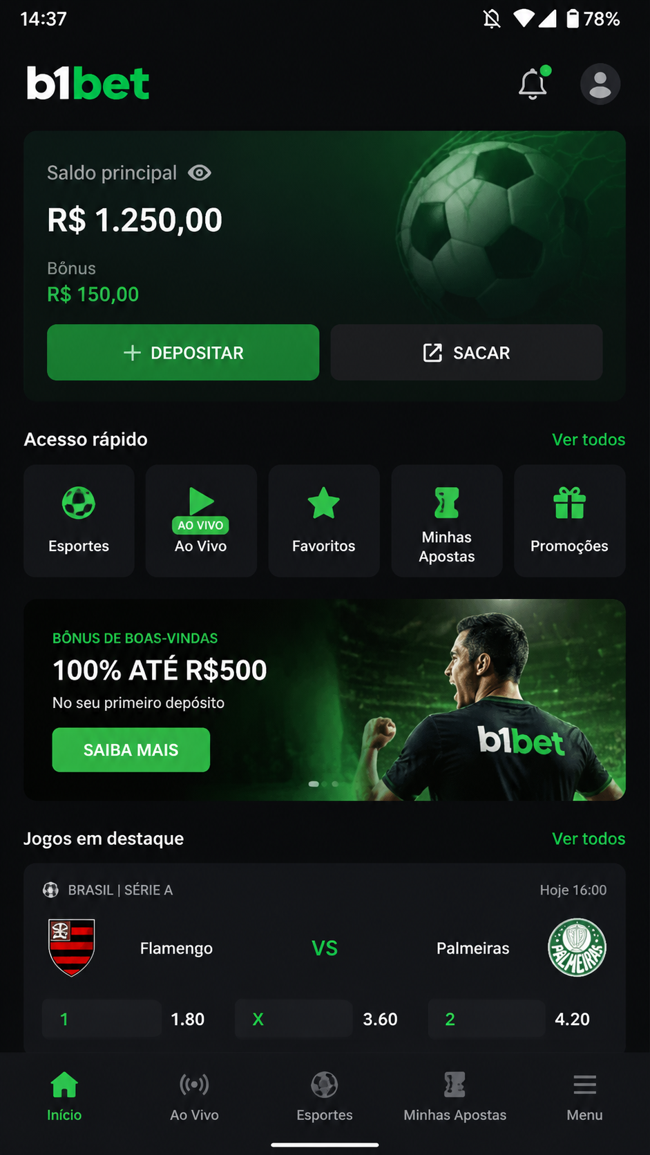 b1bet captura de tela Android