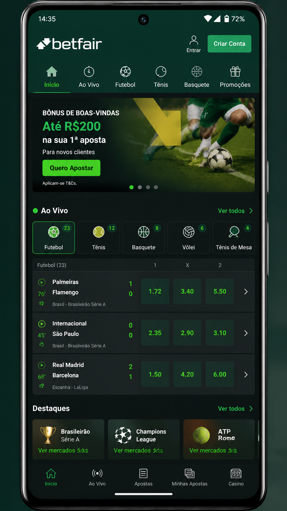 Betfair screenshot