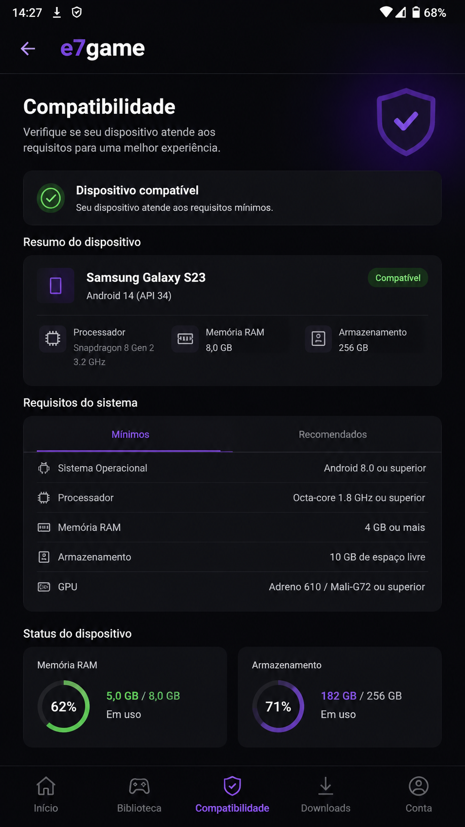 e7game captura de tela Android