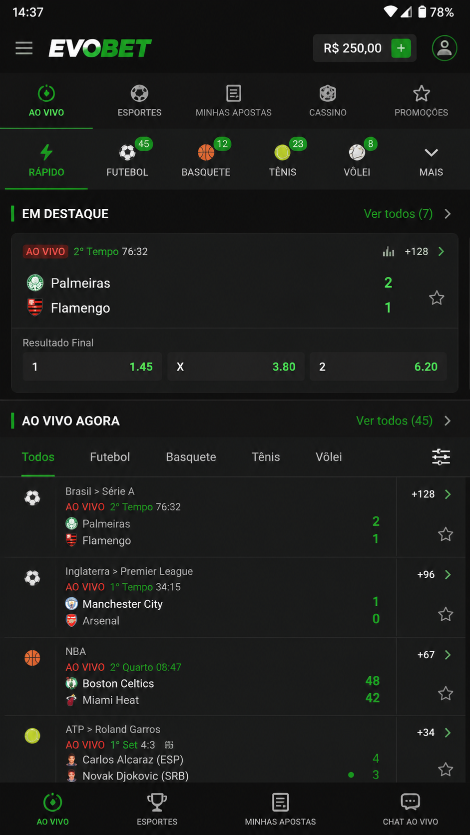 Evobet screenshot