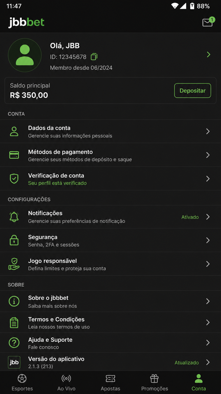 jbbbet captura de tela Android