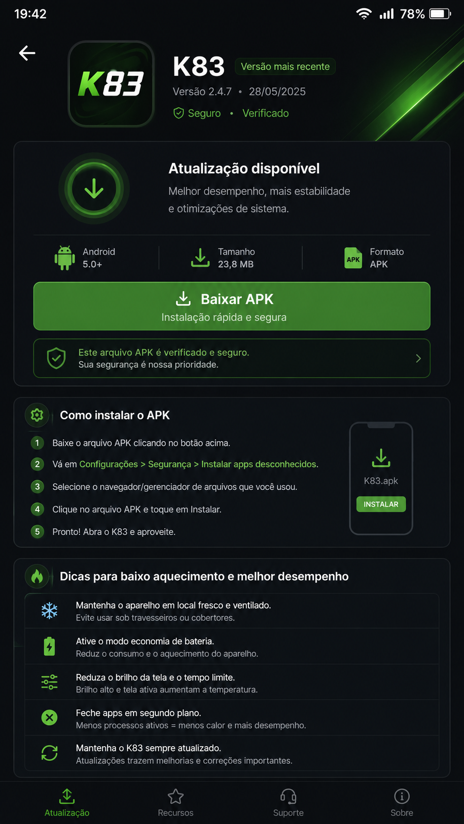 k83 captura de tela Android