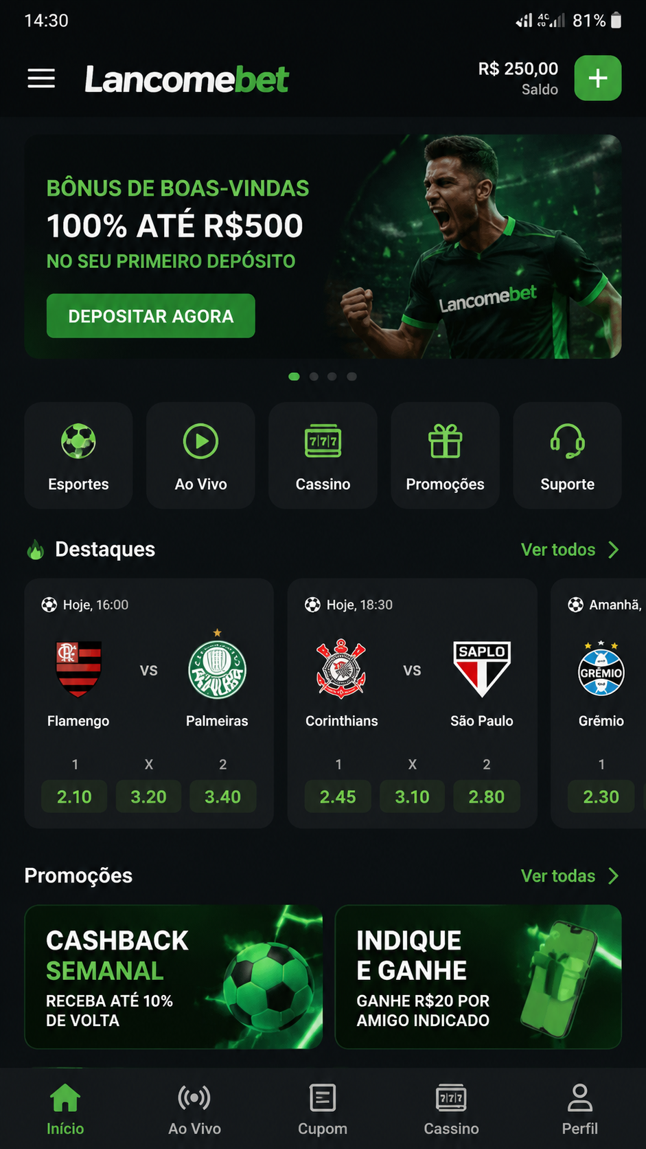 lancomebet screenshot