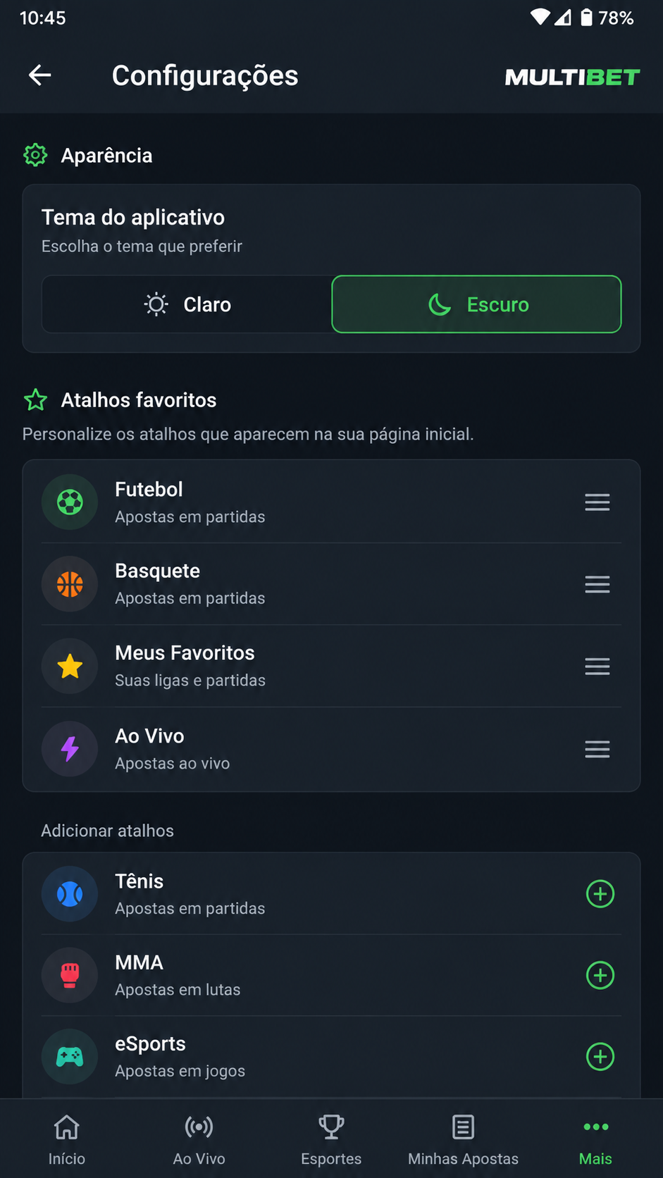 Multibet screenshot