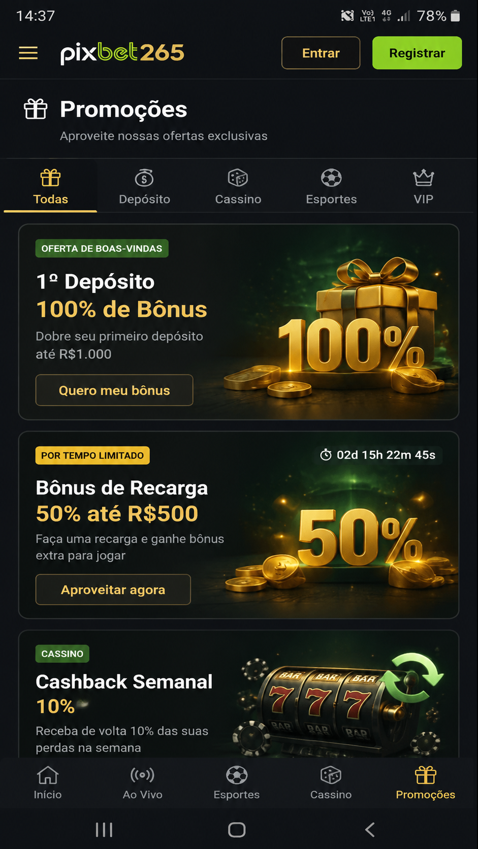 Pixbet265 screenshot