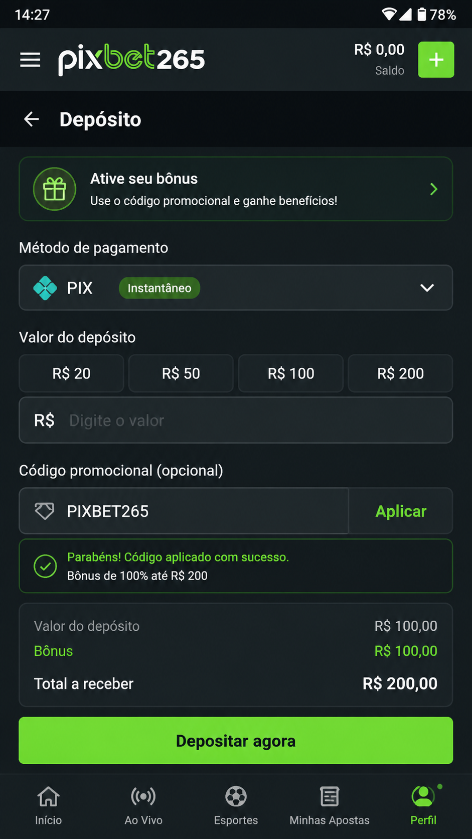 Pixbet265 screenshot