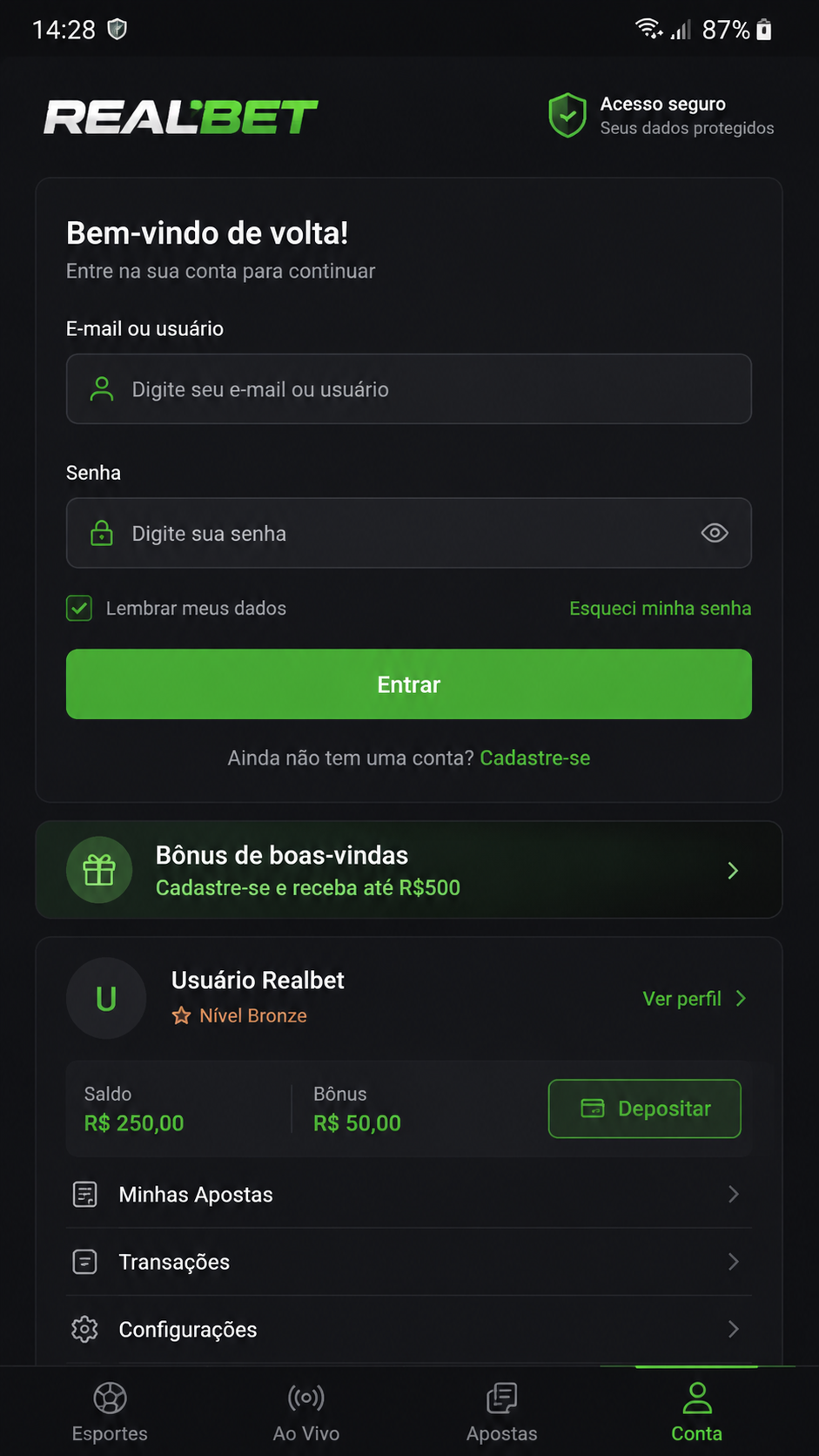 Realbet screenshot