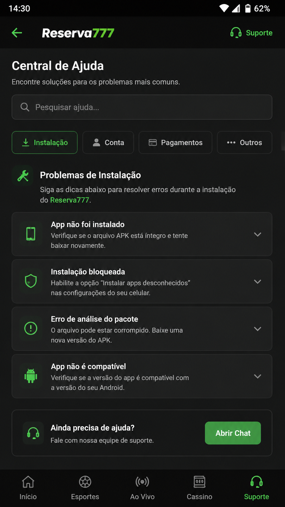 reserva777 screenshot