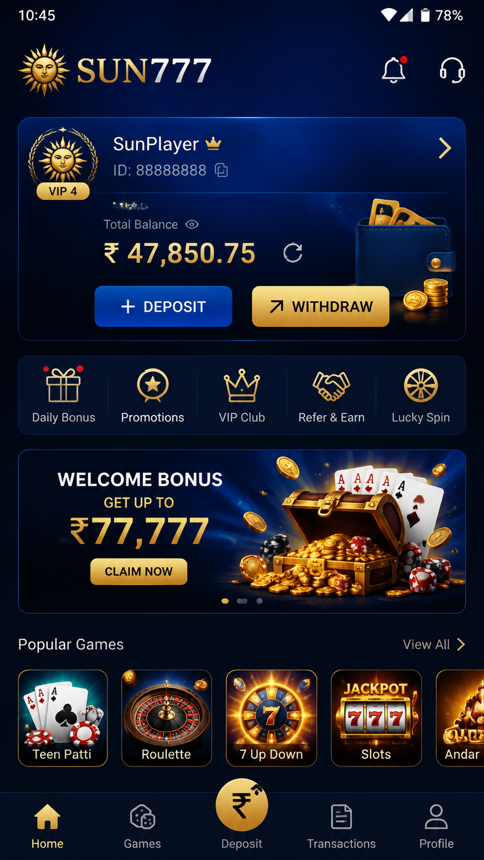 Sun777 screenshot