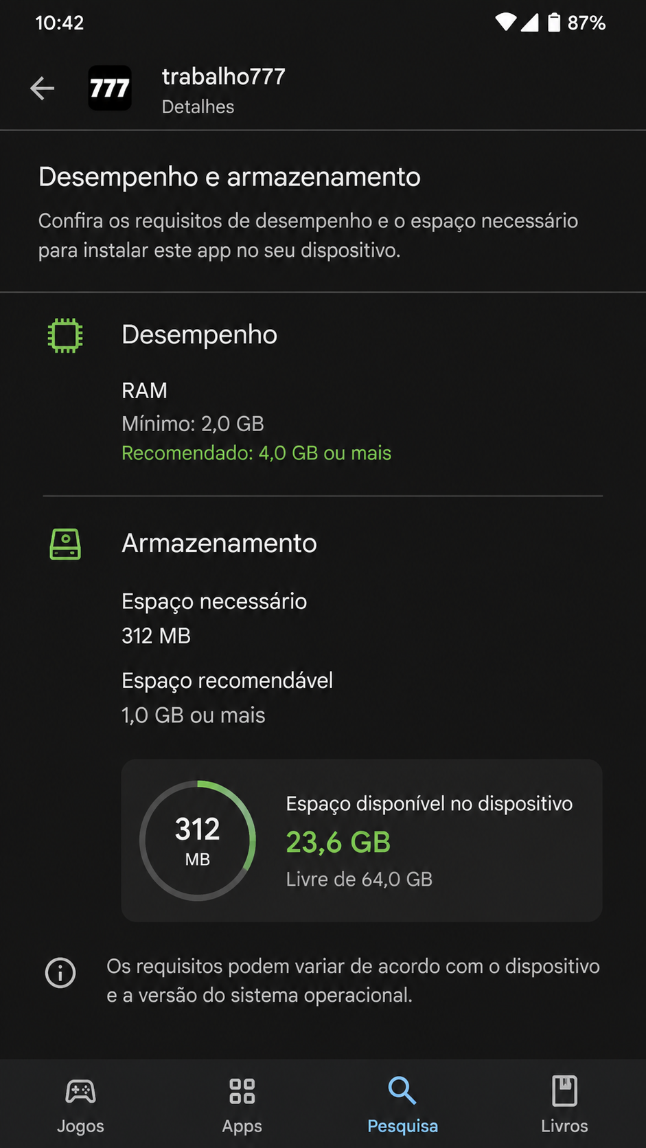 trabalho777 screenshot