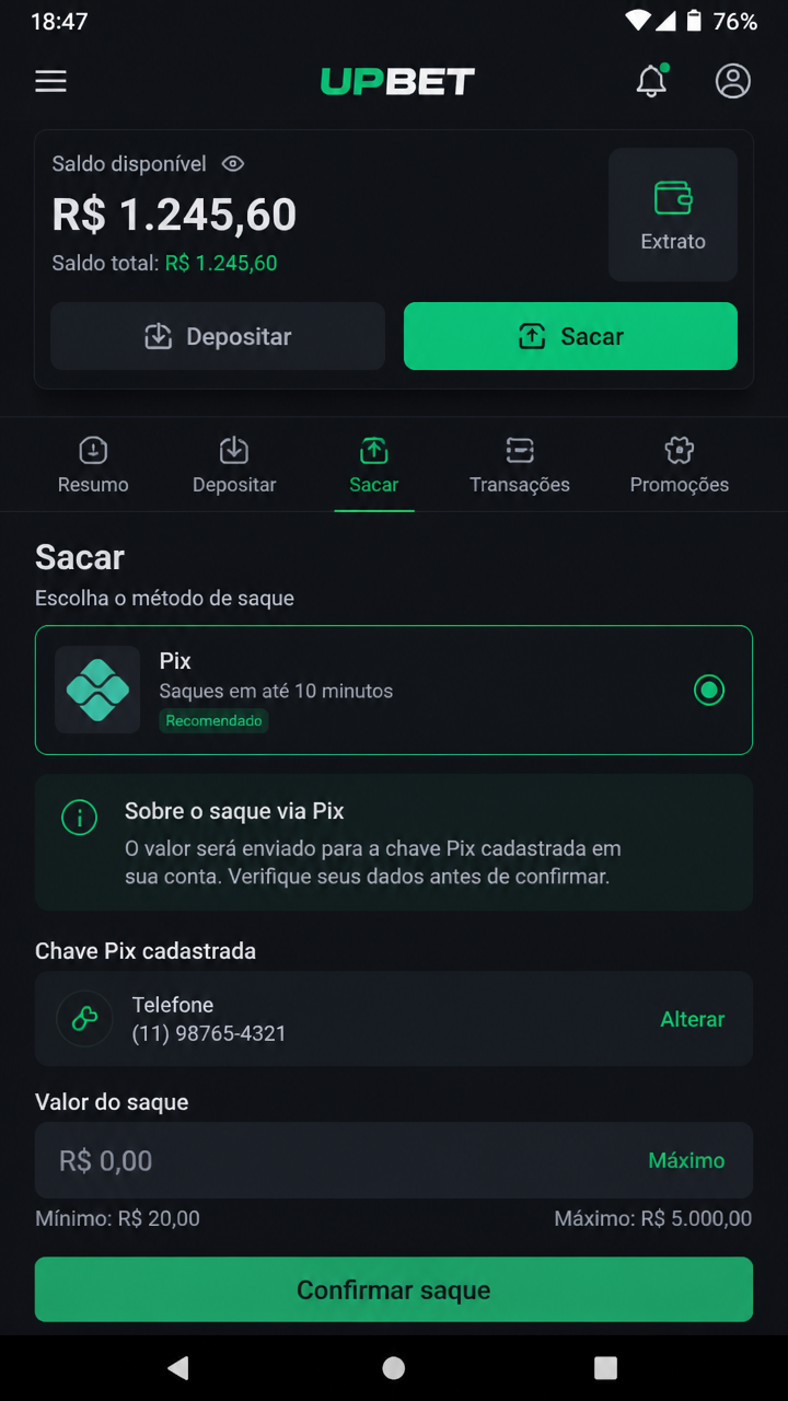 Upbet screenshot