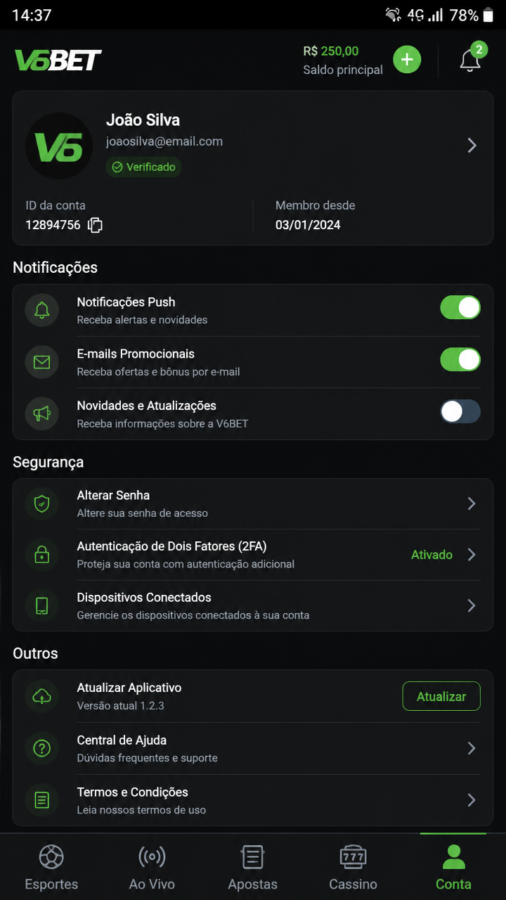 v6bet screenshot