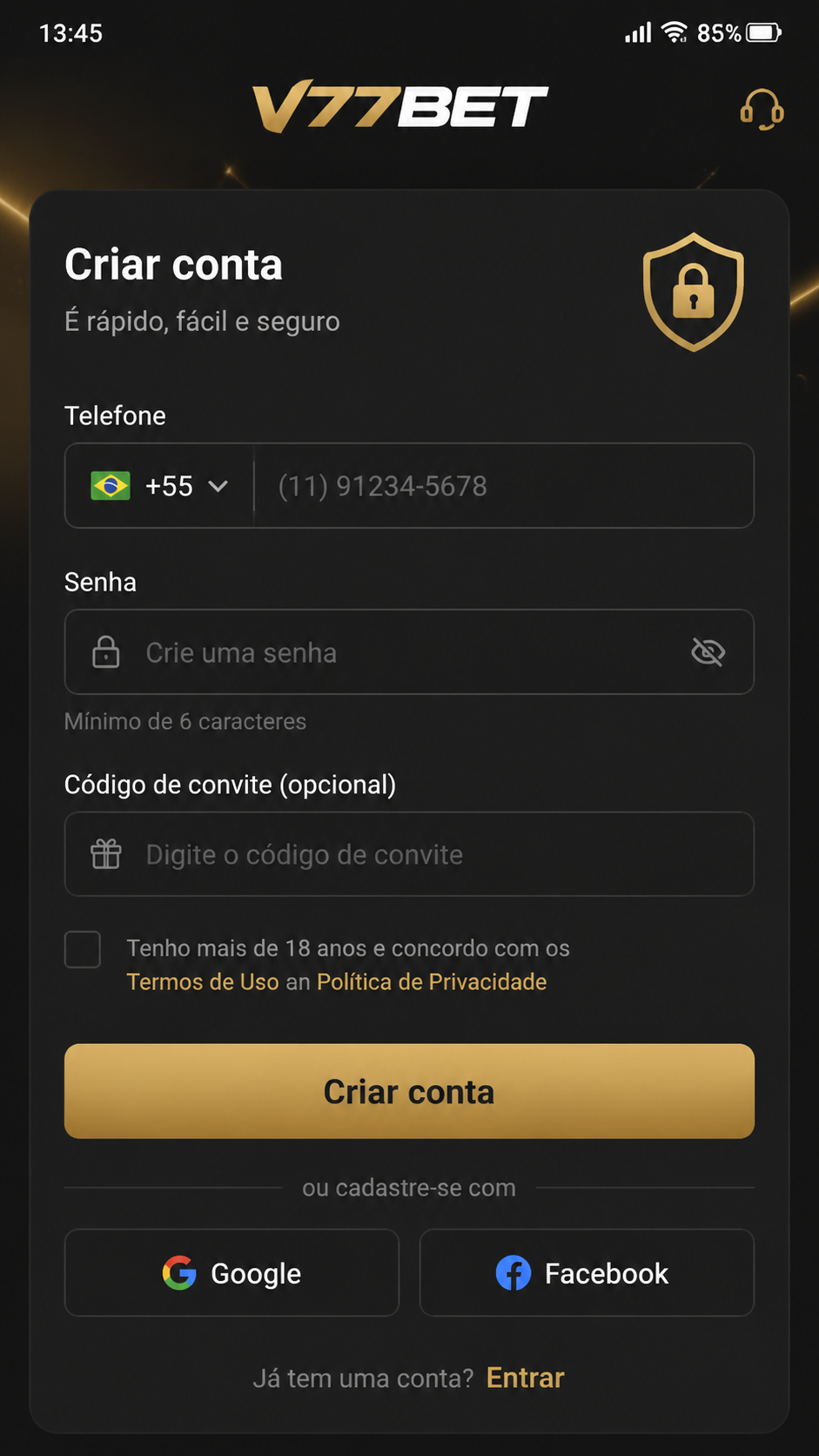 v77bet screenshot