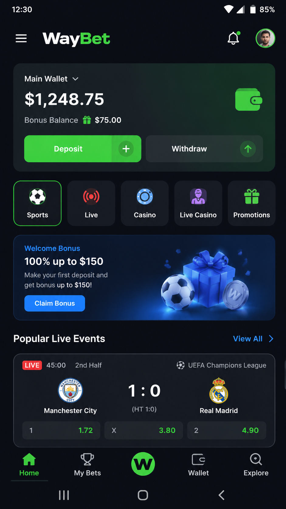 WayBet screenshot