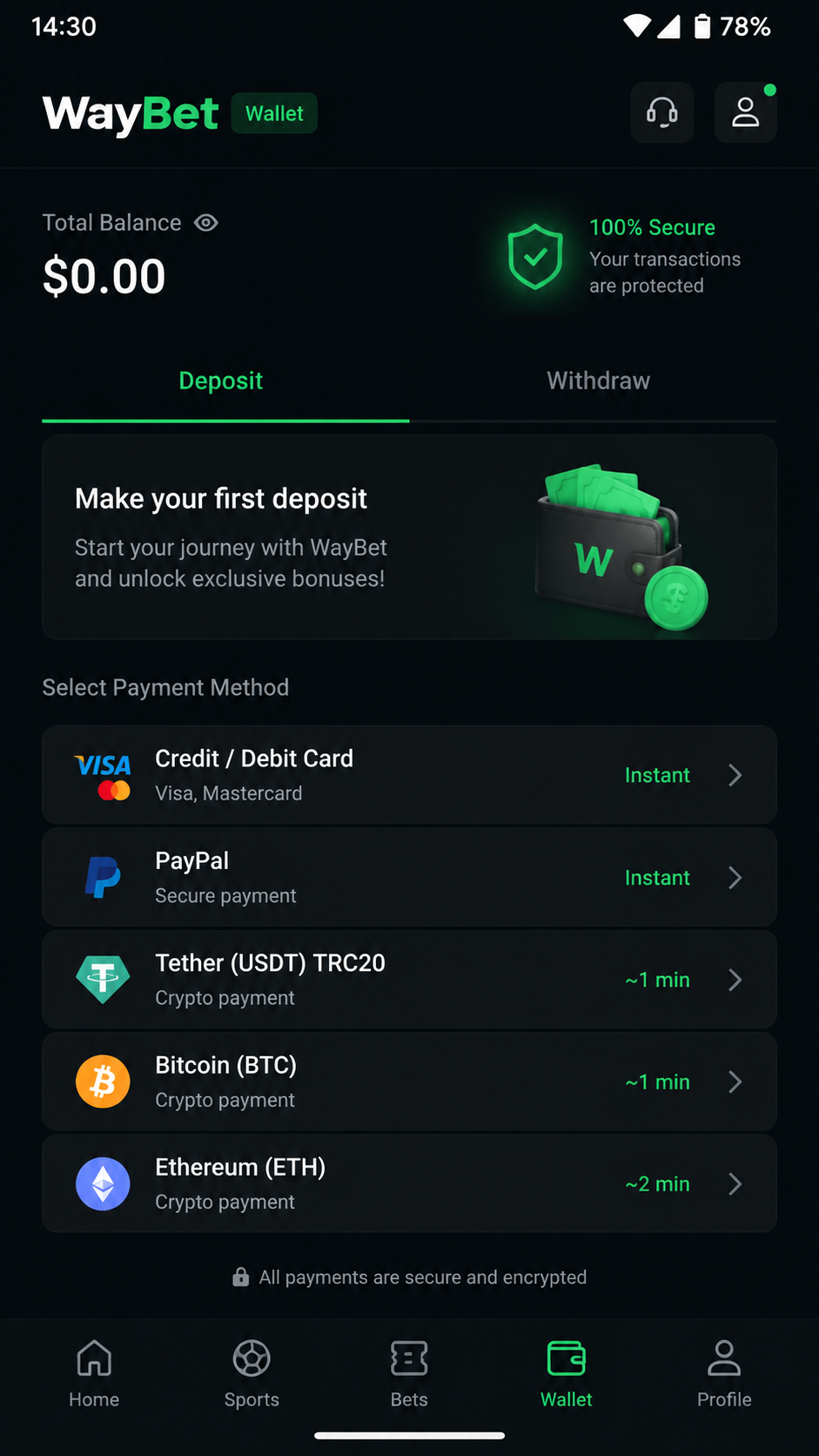 WayBet screenshot