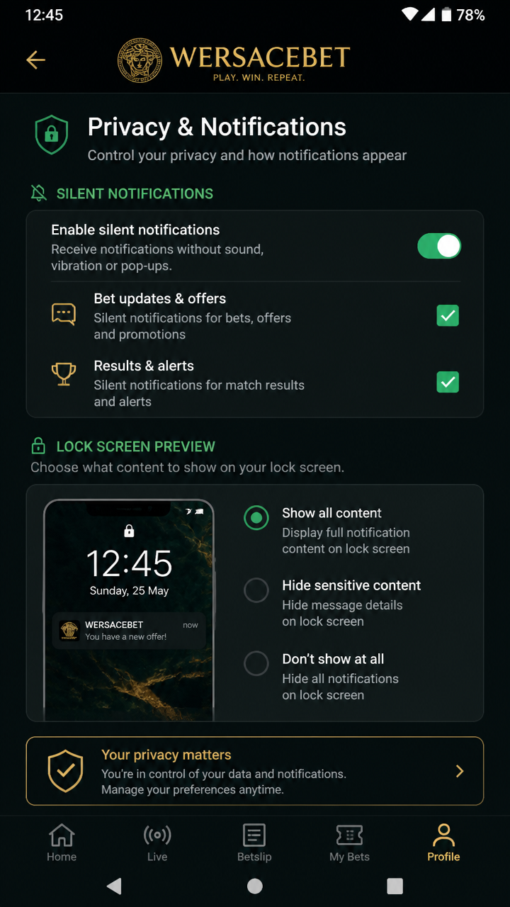Wersacebet screenshot