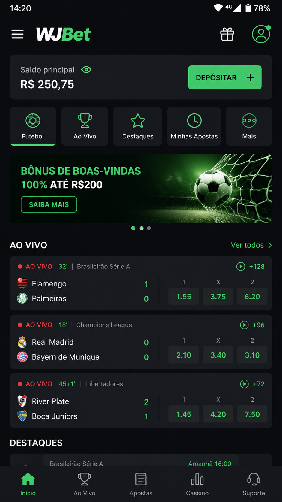 WJBet screenshot