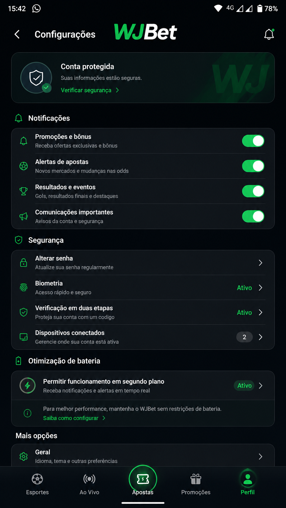 WJBet screenshot